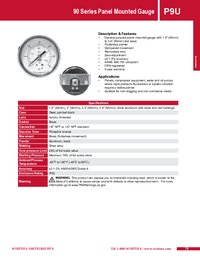 Thumbnail of document Data Sheet - P9U Series Panel Mounted Press. Gauge